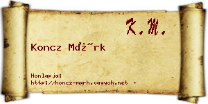 Koncz Márk névjegykártya